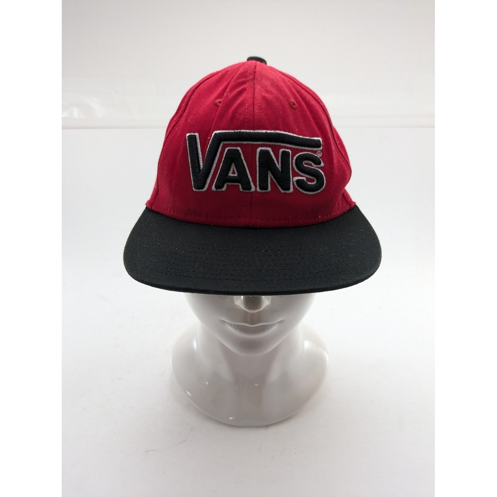 Mens Vans Red Embroidered Colorblock Vent Holes Skate Snapback Adjustable Hat